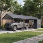 14 Ft. W x 25 Ft. D Galvanized Steel Carport, Portable Car Canopy and Storage Shed EROMMY