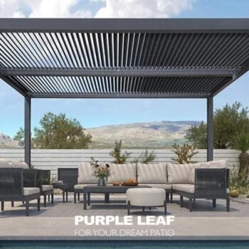 PURPLE LEAF Athena Louvered Pergola Aluminum Adjustable Patio Gazebo