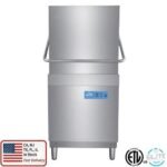 Commercial High-Temperature Hood Type Dishwasher, NSF Certified, 208240v 3-Phase, 50 Racks/Hour, Stainless Steel Restaurant Dish Machine, Silver