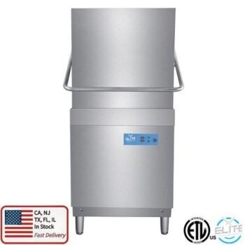 Commercial High-Temperature Hood Type Dishwasher, NSF Certified, 208240v 3-Phase, 50 Racks/Hour, Stainless Steel Restaurant Dish Machine, Silver