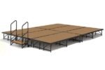 Executive Stage Kit - Portable 12' x 8' Hardboard Finish (Choose Your Height) - 3 Pcs 4'x8' Platforms, 1 Set of Steps with Handrails