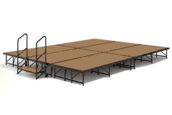 Executive Stage Kit - Portable 12' x 8' Hardboard Finish (Choose Your Height) - 3 Pcs 4'x8' Platforms, 1 Set of Steps with Handrails