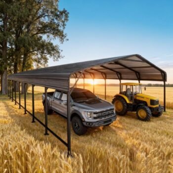 Easyhawk 20x40 FT Heavy Duty Galvanized Steel Carport - Outdoor Metal Carport Vehicle Shelter for Cars, Trucks, SUVs, Boats & Tractors, Size: 20' x 40