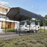 HOMMOW Gray 14 x 25 ft. RV Metal Carport Heavy Duty Shelter with Galvanized Roof and Powder-Coated Frame