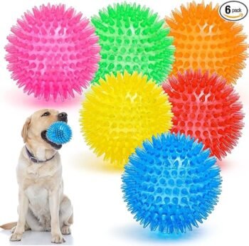Rivanno 3.5” Squeaky Dog Toy Balls (6 Colors) Puppy Chew Toys for Teething