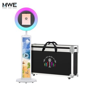 MWE Portable Photo Booth for Any iPad, Large Lightbox with Ring Light, APP Control, Flight Case, Perfect for Christmas, Weddings, and Parties