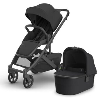 UPPAbaby CRUZ V3 Stroller + Bassinet Bundle - Jake (Charcoal) | 50 lb Seat, Bassinet V3, Overnight Sleep, UPF 50+, Air Mesh Mattress