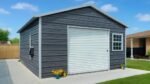 Delivered and Installed Single Car Garage Shed LA Model 16x20x8 from big buildings direct the metal building specialist