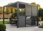 Louvered Aluminum Pergola w/ Shutter Wall