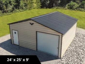 Delivered and Installed Varner 2 Car metal Garage 24x25 from big buildings direct the metal building specialist