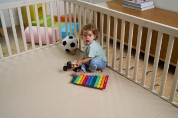 The Playroom | Baby Playpen With Mat | 5' x 7' Playpen & Mat Combo | Taupe Mat | Oat Playpen Bundle | Extra Large Play Pen, Baby-proof, Easy To Clean