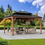 Range Cedar and Steel Gazebo with Lofted Roof and PowerPort