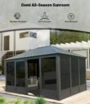 Domi 10 x 12 Sunroom All-Season Wall Mounted Gazebo Solarium with Front Door