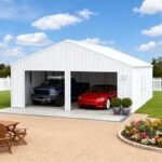 22FT × 23FT Double Garage Steel Barn Shed Cream