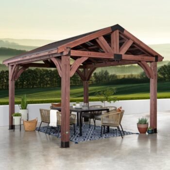 Backyard Discovery Arlington Cedar Wood Gazebo with Steel Roof