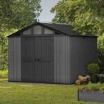 Keter Stronghold 2.0 10 ft. W x 8 ft. D Resin Plastic Outdoor Storage Shed with Floor in Grey