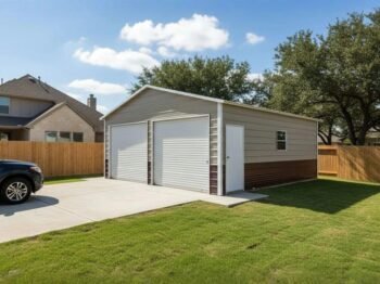 Two Car Garage Delivered and Installed the Eden 24x20x9 from big buildings direct the metal building specialist