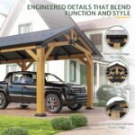 Amerlife Cedar Wood Carport with Sloped Galvanized Steel Roof