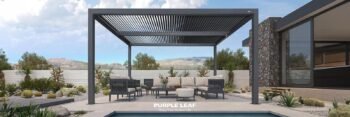 PURPLE LEAF Louvered Pergola Outdoor Aluminum Pergola with Adjustable Roof for Deck Backyard Garden Hardtop Gazebo