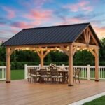 15 Ft. W X 13 Ft. Solid Wood Patio Gazebo COZYWOR Roof