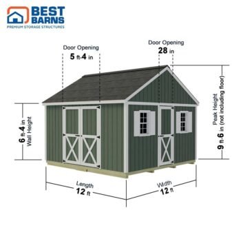 Best Barns Brandon 12x12 Wood Storage Shed Kit