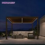 PURPLE LEAF Adjustable Louvered Pergola with LED Lights Aluminum