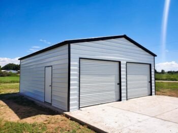 Two Car Shop Delivered and Installed the Camilia 22x20x11 from big buildings direct the metal building specialist