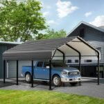 Walsunny Steel Carport Outdoor Heavy Duty Carport Canopy with Galvanized Steel Roof