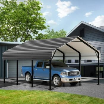 Walsunny Steel Carport Outdoor Heavy Duty Carport Canopy with Galvanized Steel Roof